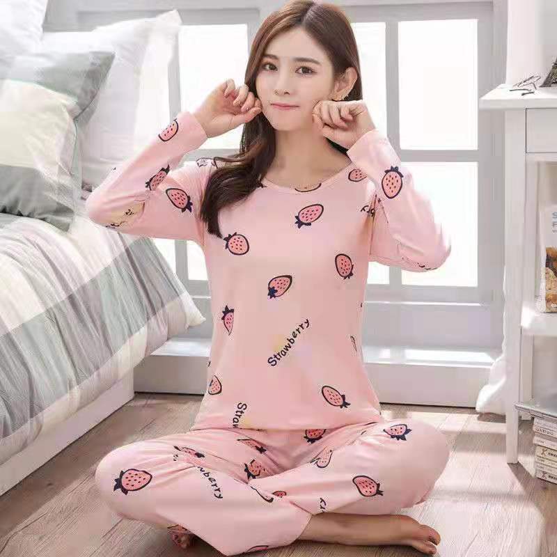 Pajamas Set Women Cute Cartoon Print Sleepwear