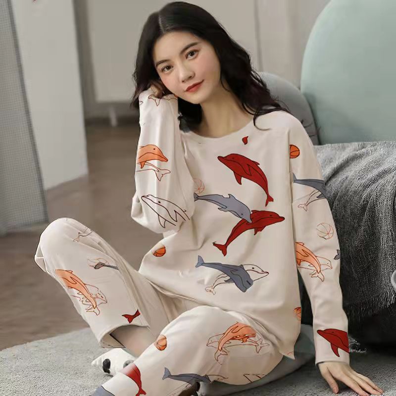 Pajamas Set Women Cute Cartoon Print Sleepwear