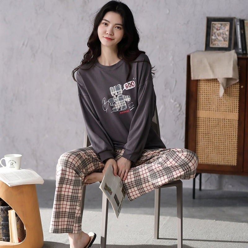 Pajamas Set Women Cute Cartoon Print Sleepwear