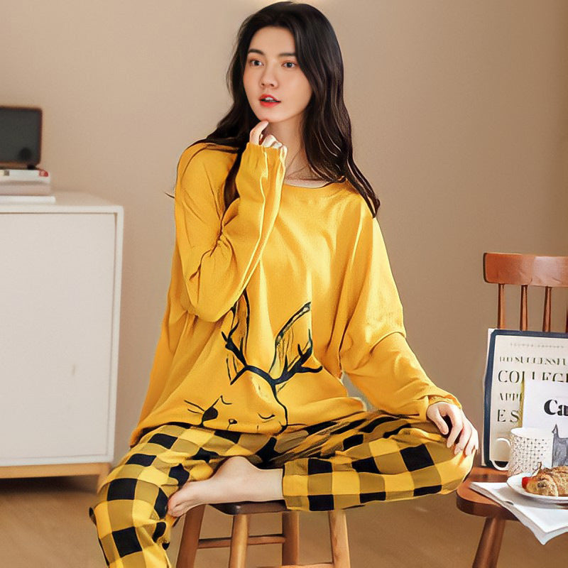 Pajamas Set Women Cute Cartoon Print Sleepwear